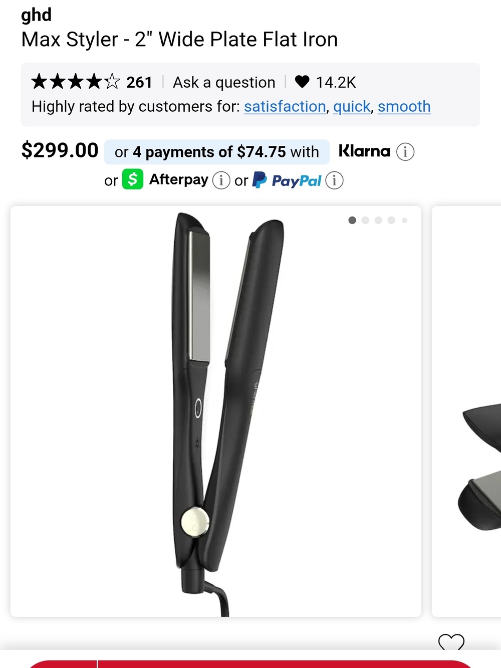 ghd Max Styler 2" Wide Plate Flat Iron in Black
